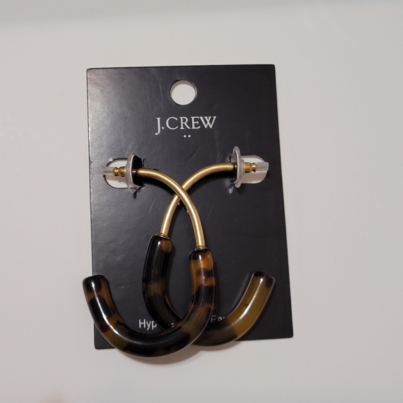 J Crew  Tortoise metal hoop earrings - Picture 2 of 4